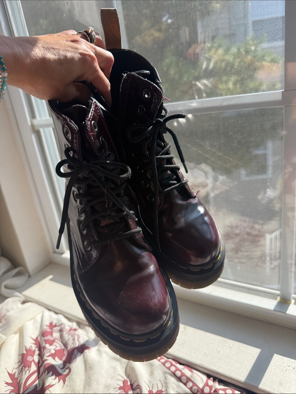 Dr. Martens Cherry Red Smooth Leather Lace-Up Boots